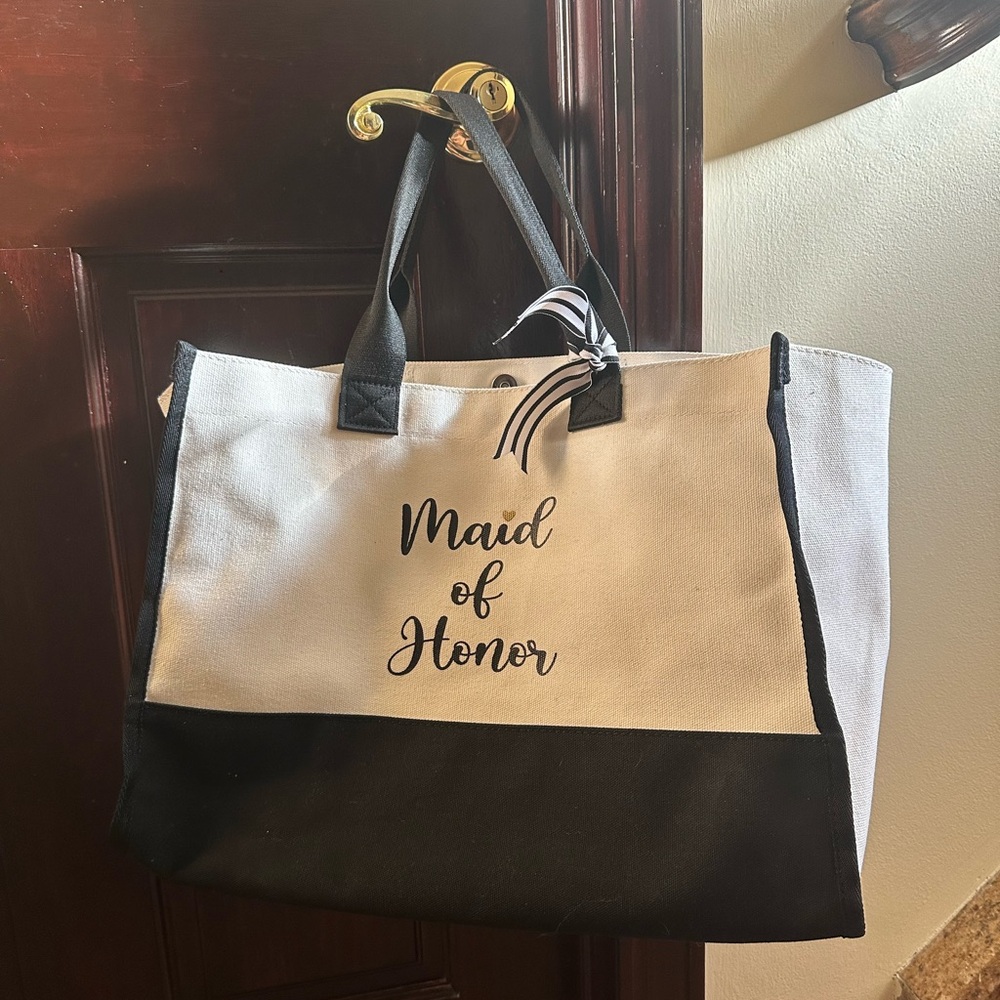 Maid of Honor Black and White Tote Bag
